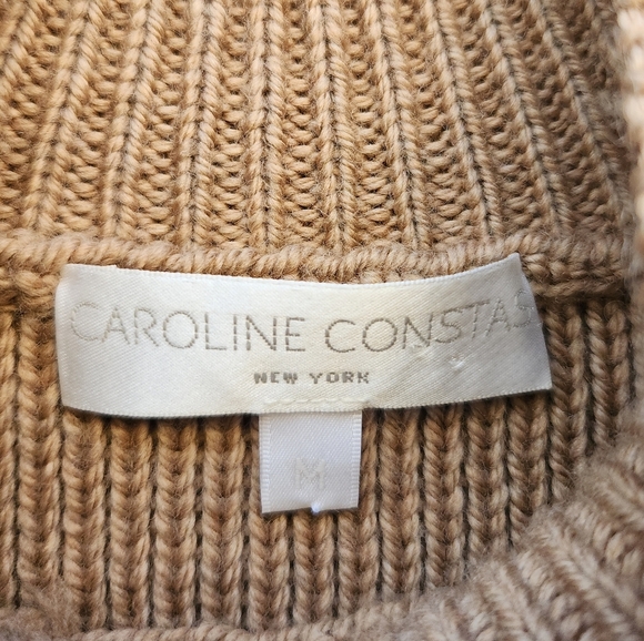 Caroline Constas Chunky Knit Bishop Sleeve 100% Merino Wool Turtleneck Sweater - Picture 7 of 8
